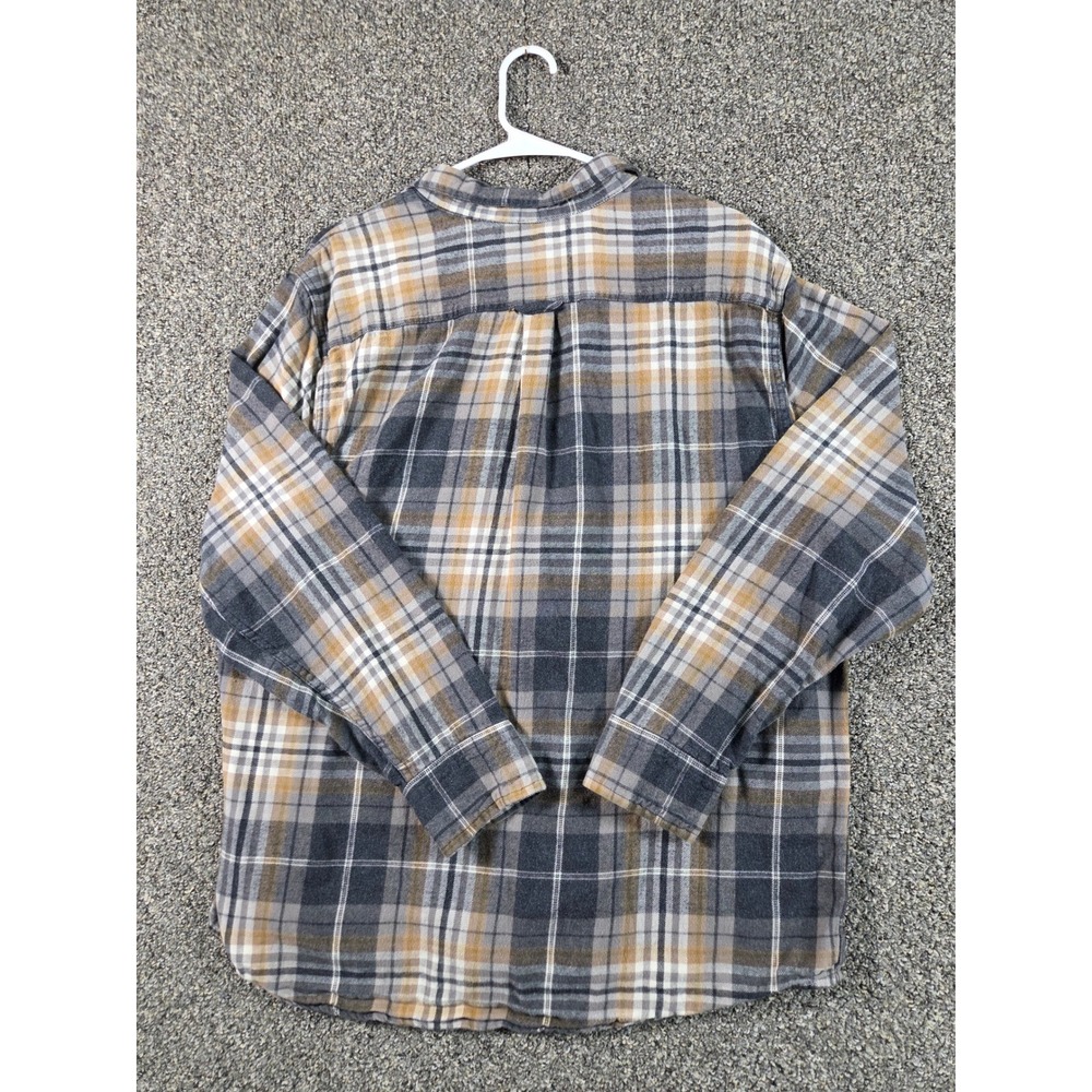 Eddie Bauer Flannel Shirt Mens XL Grey Tan Plaid Outdoor Hiking Western - Picture 3 of 5